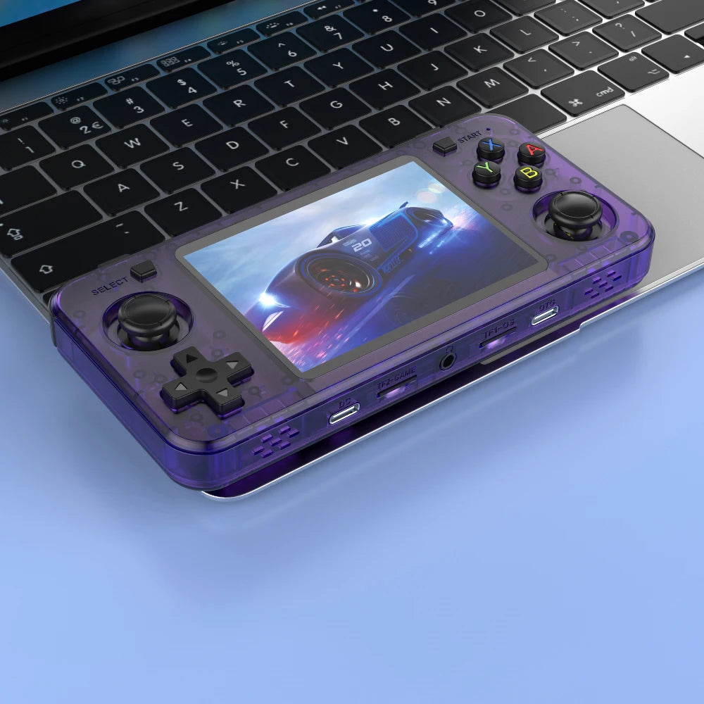 Consola portátil retro color morado translúcido